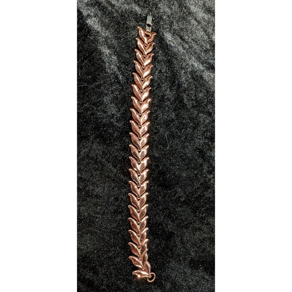 Vintage Renoir Copper Leaf Link Bracelet Mid Century Modern MCM Jewelry 7 Inch